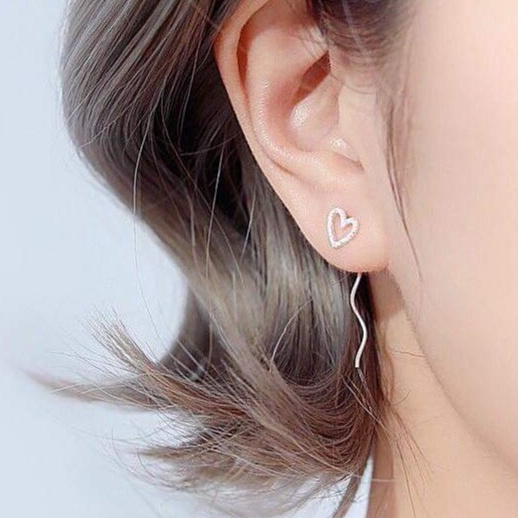 Bông tai bạc Bông sợi tim đính đá bạc ta_van jw