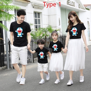 💖Doremon 2designs Cha Mẹ Và Bé Trai / Bé Gái Hoạt Hình Họ Nhìn Phù Hợp Với Áo Phông Quần Áo Thời Trang