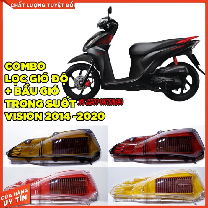 COMBO LỌC GIÓ ĐỘ VISION KÈM ỐP BẦU GIÓ TRONG SUỐT ZHIPAT (GẮN OK CẢ VISION 2020) Ảnh thật Sp