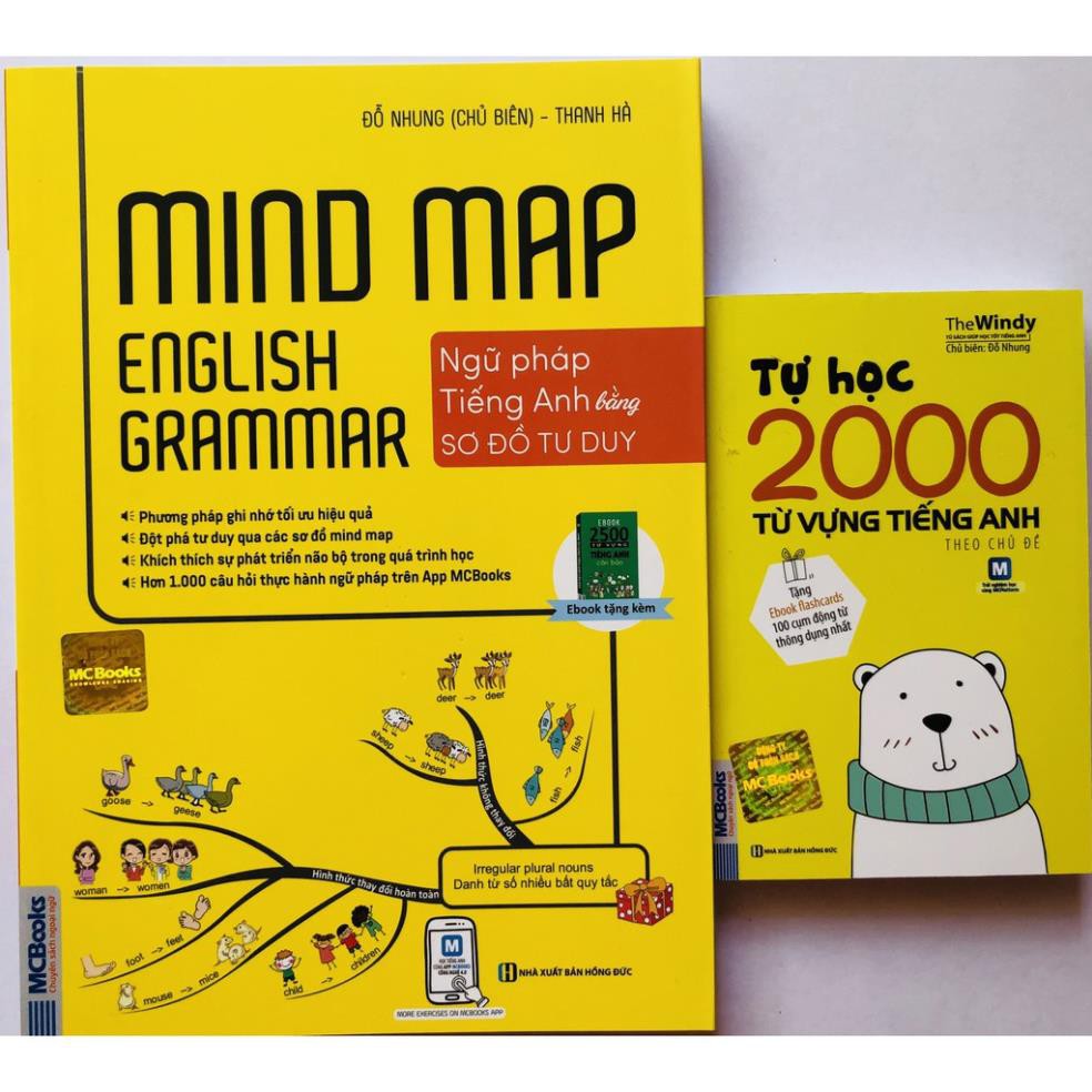 Sách -Combo  Mind Map English Grammar–Ngữ pháp tiếng anh bằng sơ đồ tư duy + Tự học 2000 từ vựng tiếng Anh theo chủ đề