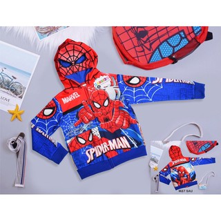 [Mẫu mới SAMKID 2023] - Áo khoác siêu nhân Nhện in 3D cho bé trai (chống nắng, chống luôn cả lạnh cho bé)