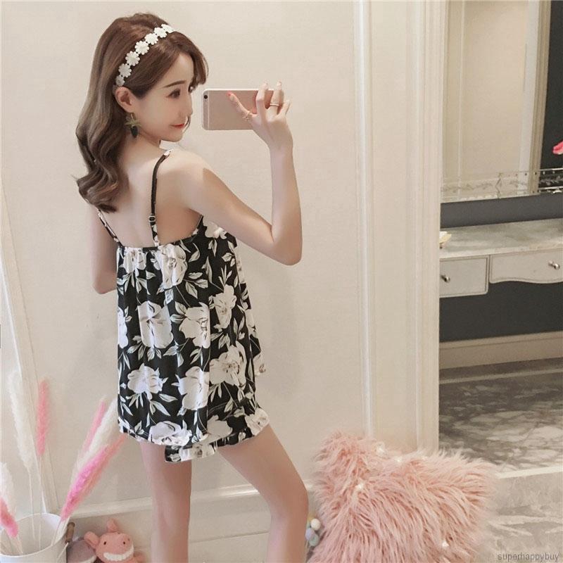 Bộ Áo Thun 3 Lỗ+Quần Short In Hoa Cho Nữ