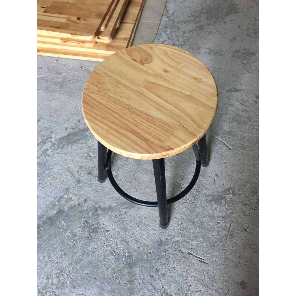 Ghế đôn không tựa gỗ cao su Gem Decor