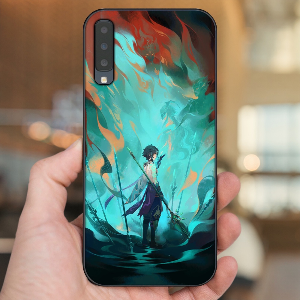 Ốp lưng Samsung A7 2018 viền đen in hình Xiao Genshin Impact