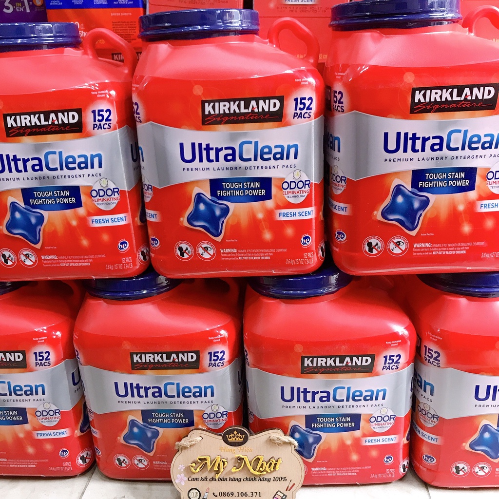 Thùng 152 Viên giặt Kirkland UltraClean Mỹ + Giặt Xả Giữ Màu Khử Mùi + Thơm mềm vải