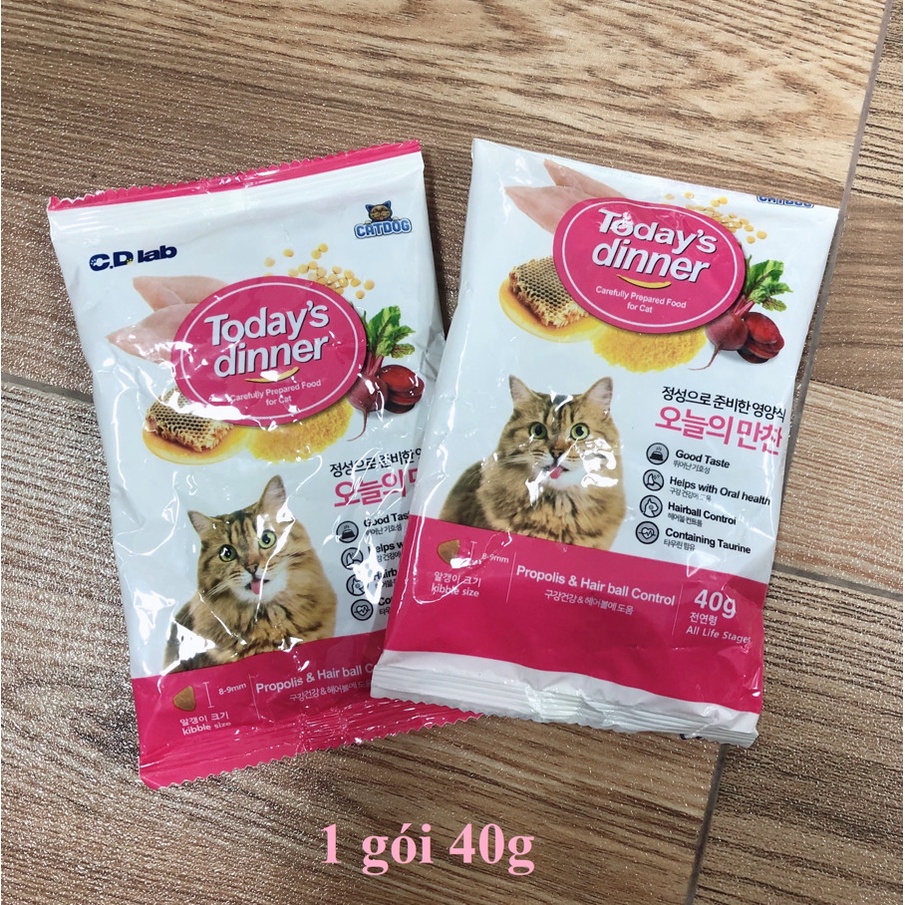 [Mã PET50K giảm Giảm 10% - Tối đa 50K đơn từ 250K] Today's Dinner - Thức ăn hạt cho mèo mọi lứa tuổi 40g Hàn Quốc