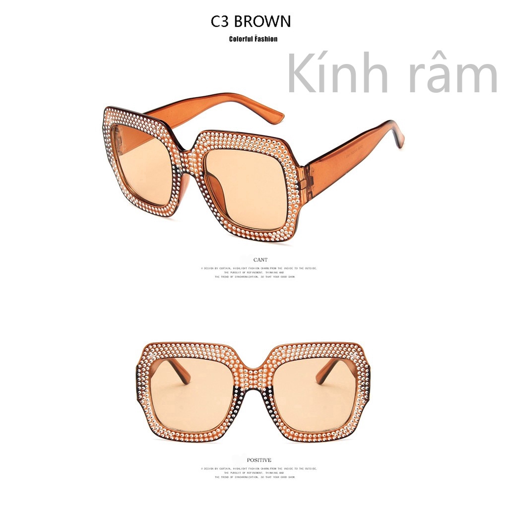 Kính mát hình vuông cỡ lớn kiểu dáng thời trang cao cấp cho nam và nữ