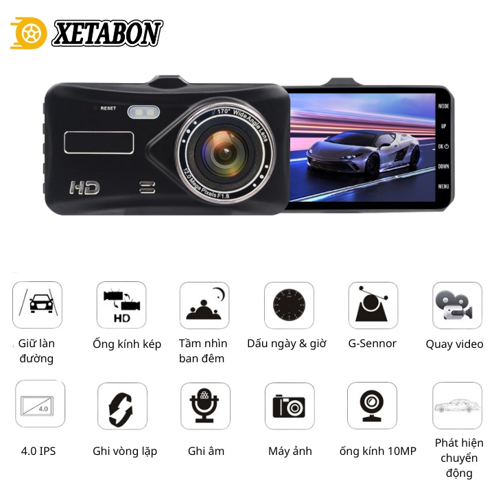 Camera hành trình X4 Full HD kèm thẻ nhớ 32GB, màn hình cảm ứng, quay đêm rõ nét, Bảo Hành 12 Tháng 1 đổi 1