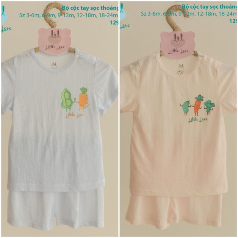 Lil little love - Bộ cộc vải thông hơi mềm thoáng cho bé 9-18kg
