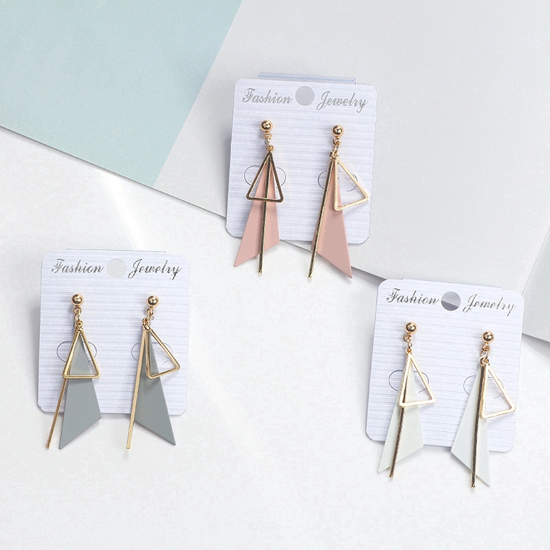 Bông tai nữ dáng dài hình tam giác thời trang xinh xắn