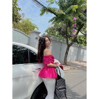 Áo trễ vai peplum chun eo