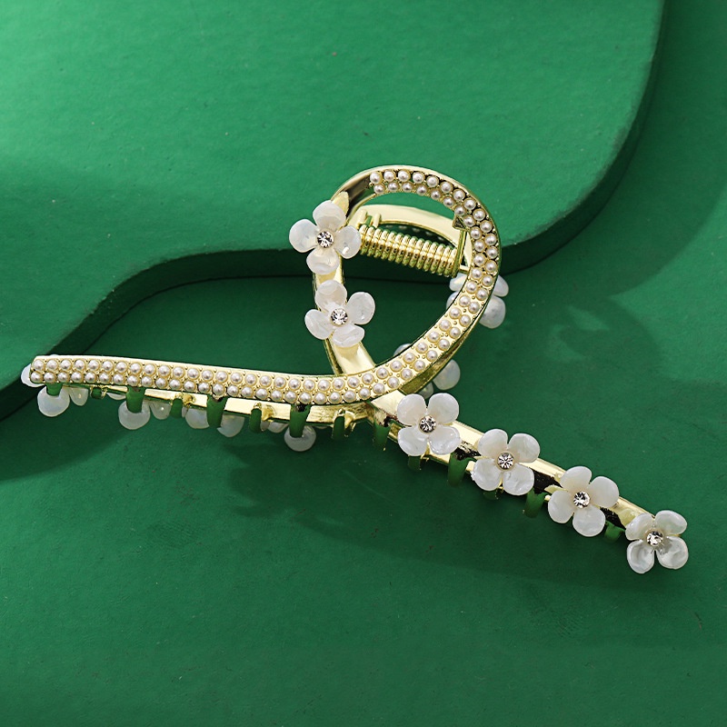 Kẹp Tóc Kim Loại Hình Cá Mập Đính Hoa Lớn