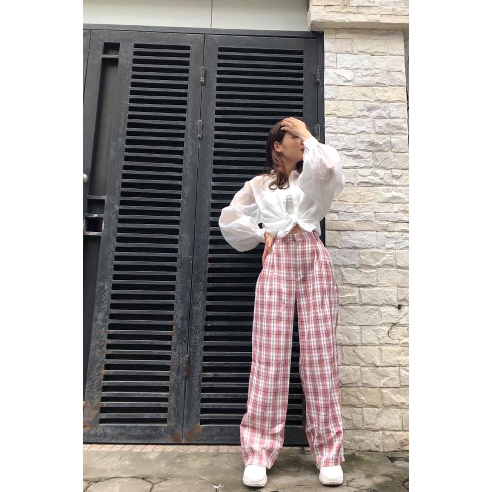 Quần ống rộng kẻ ulzzang | BigBuy360 - bigbuy360.vn