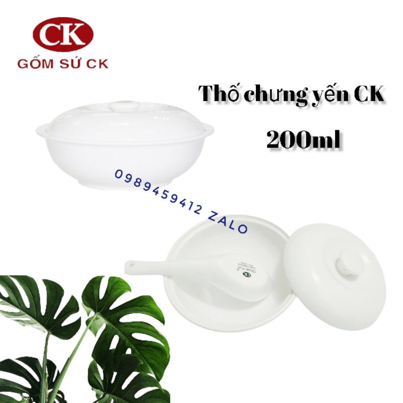 Thố chưng yến kèm muỗng sứ hàng CK cao cấp