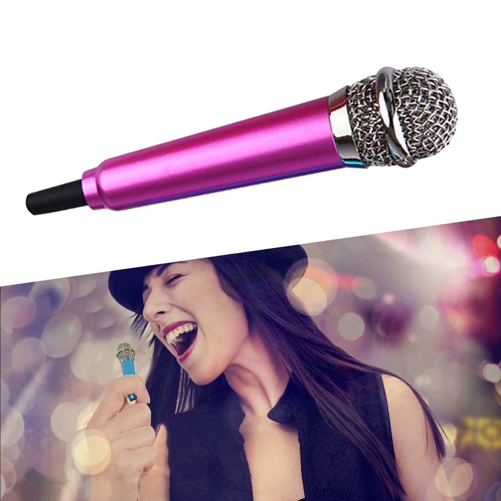 Micro Hát Karaoke Mini Cầm Tay Màu Vàng Hồng