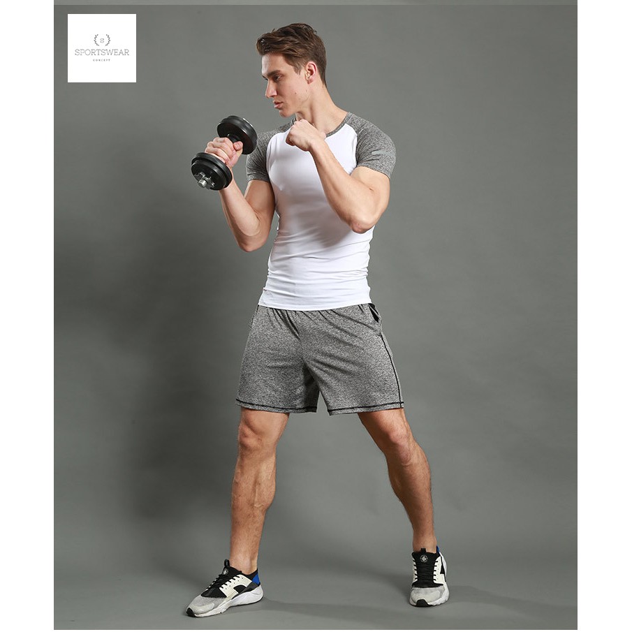 Quần gym thể thao nam short trơn Lie Xing Sportswear Concept thoải mái khô thoáng và thời trang nam tính