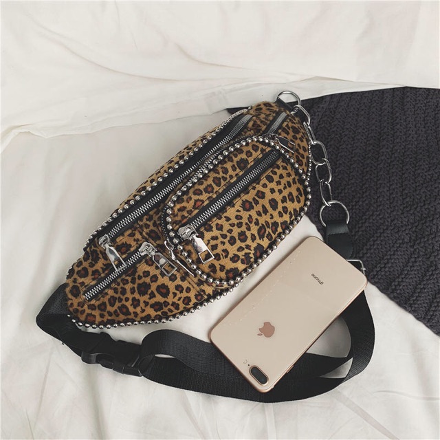 Túi bao tử đeo chéo bum bag da báo