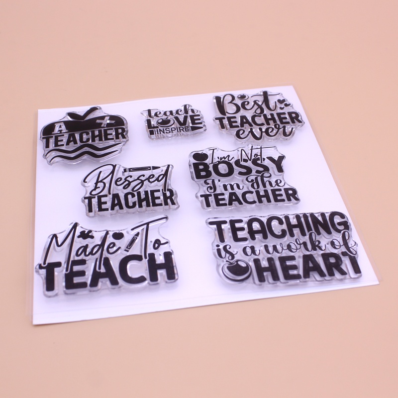 Con Dấu Dập Nổi Họa Tiết Chữ Best Teacher Blessed Trang Trí Thủ Công