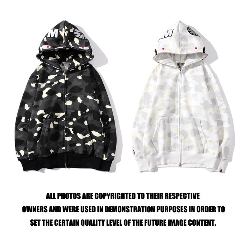 Áo khoác tay dài khóa kéo in chữ ITEM BAPE thời trang cho nam nữ