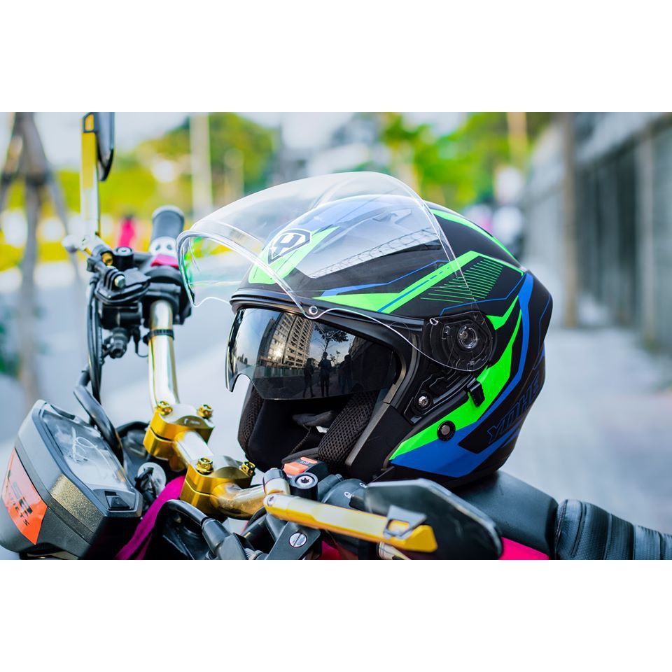 Đổ buôn - Mũ bảo hiểm 3/4 YoHe 878 - 2 kính, mũ phượt. nón bảo hiểm Motor. nón 3/4. nón 2 kính