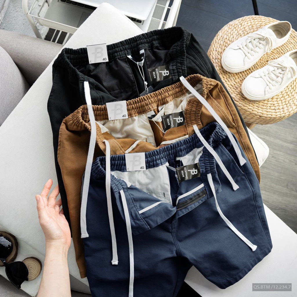 Quần short lửng kaki nam, chất vải kaki co giãn, lưng chun mặc thoải mái 2347