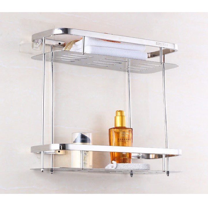 GIÁ ĐỂ ĐỒ NHÀ TẮM 2 TẦNG, GIÁ ĐỂ ĐỒ TREO TƯỜNG INOX 304 CAO CẤP, Kệ INOX THẲNG