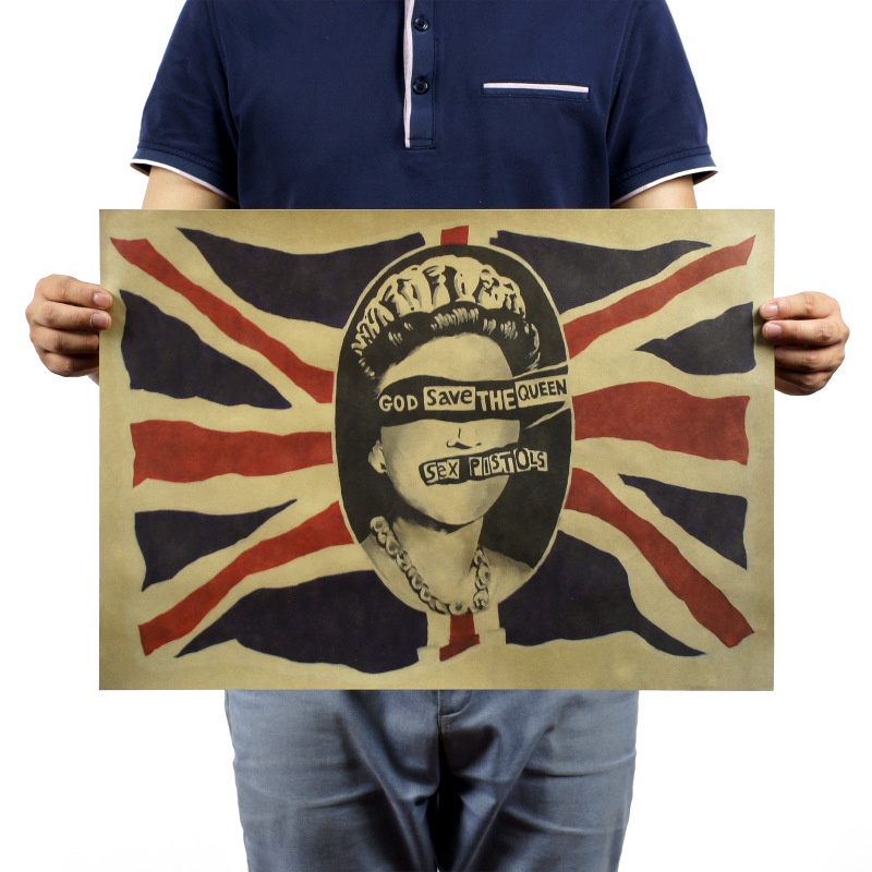 Tấm áp phích 51x36cm in hình ban nhạc Rock Save The Queen