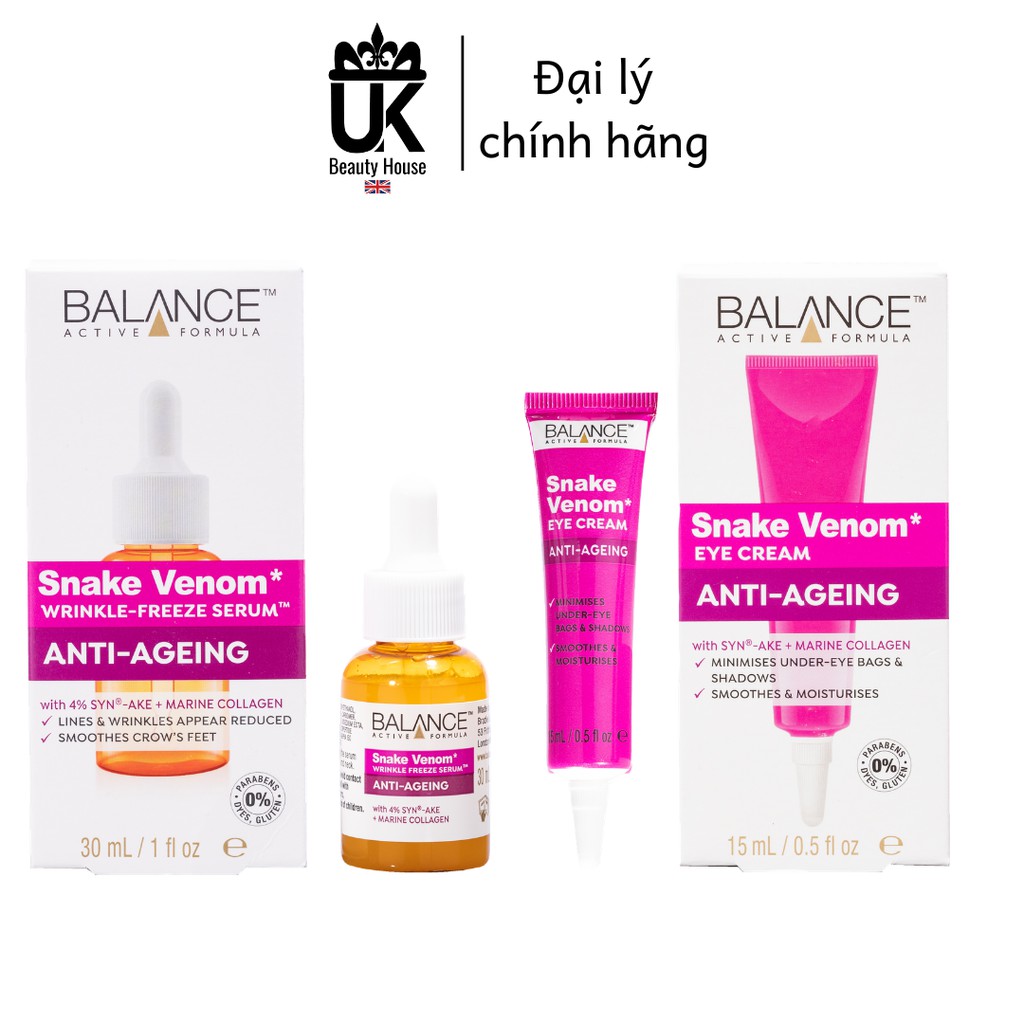 Combo serum và kem mắt nọc rắn chống lão hóa toàn diện Balance Active Formula