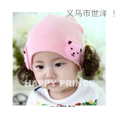 Mũ len tóc giả hình gấu dễ thương
