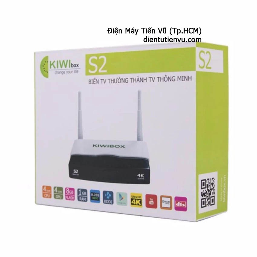 [Mã 159ELSALE hoàn 7% đơn 300K] Tivi box Kiwibox S2 (Đen Phối trắng)