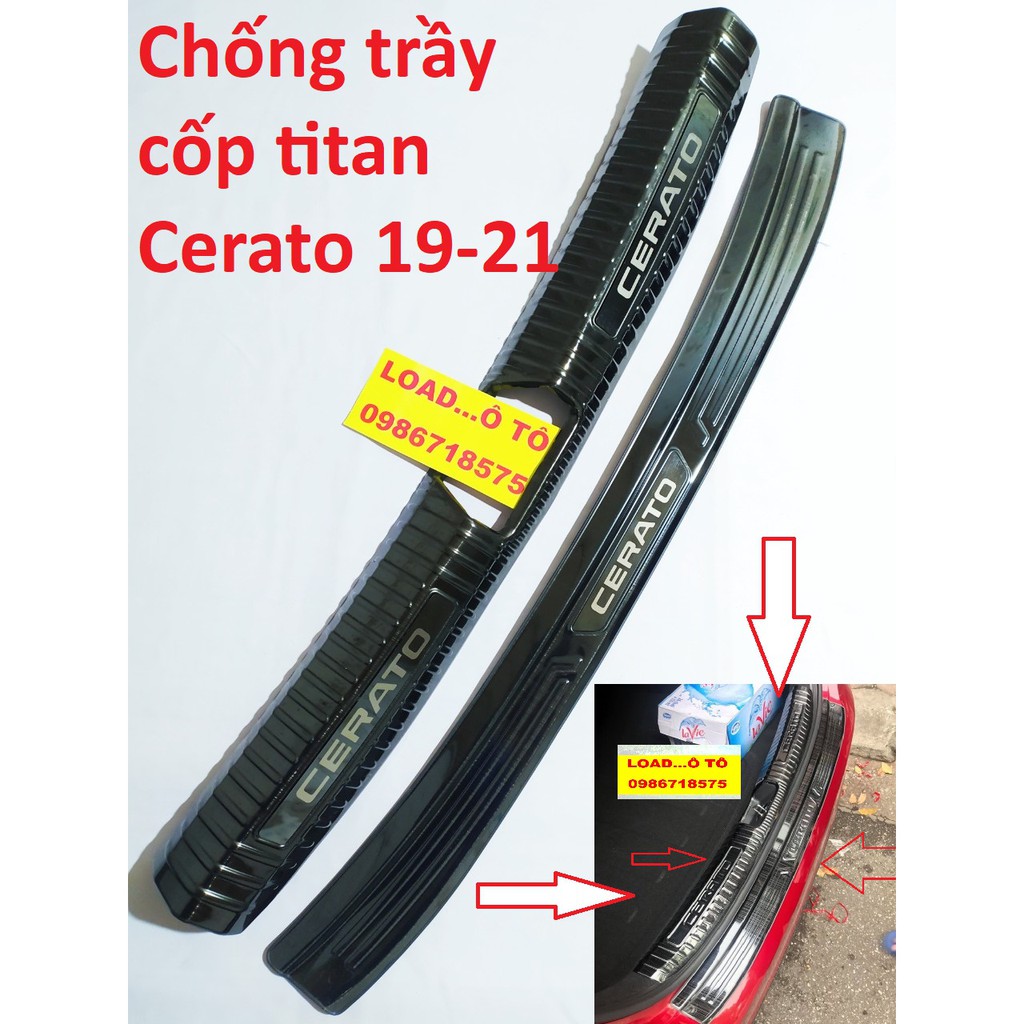 Chống trầy cốp trong ngoài Kia Cerato 2019 - 2021 titan, Ốp Bậc Cốp Cerato 2019 - 2021 Load Ô tô