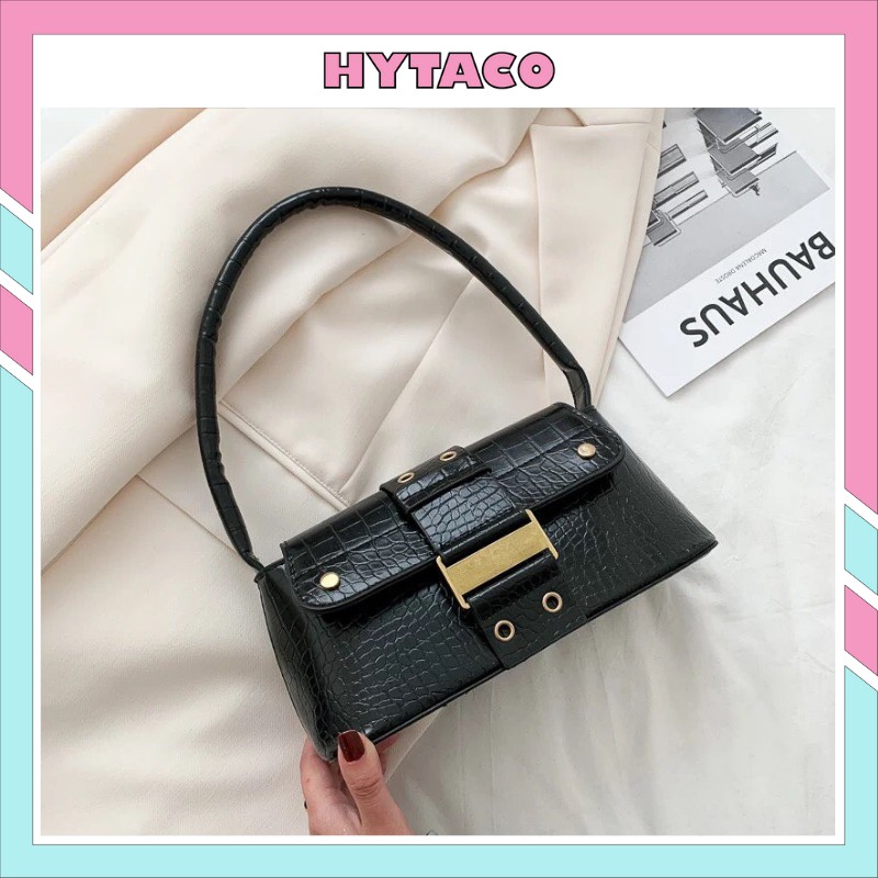 Túi kẹp nách đeo chéo Quảng Châu da bóng đen họa tiết hot trend cao cấp đẹp giá rẻ HYTACO
