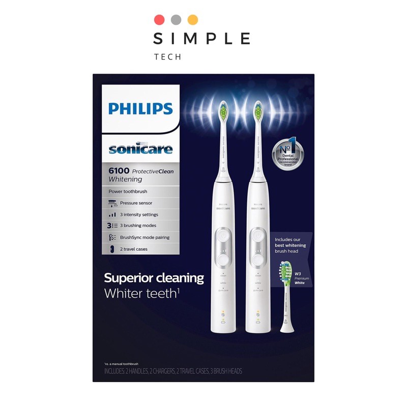 Bàn chải đánh răng điện Philips Sonicare ProtectiveClean 6100 [ Hàng Mỹ ]