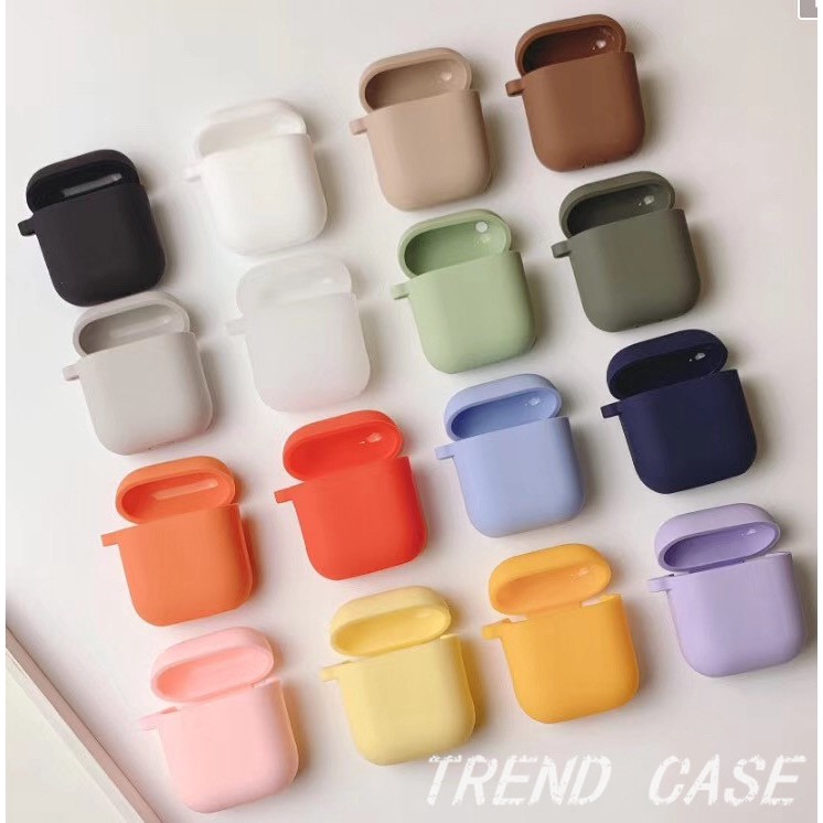 Hộp Đựng Bảo Vệ Bằng Silicone Mềm Chống Sốc Màu Trơn Cho Apple Airpods 1/2