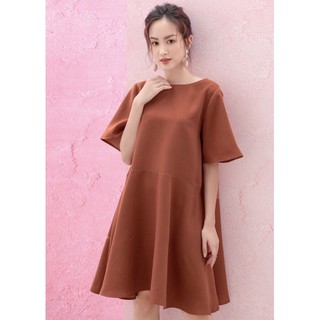 Đầm váy freesize cam đất xoè nút sau