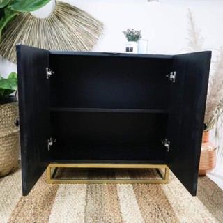 Tủ trang trí khảm trai màu đen