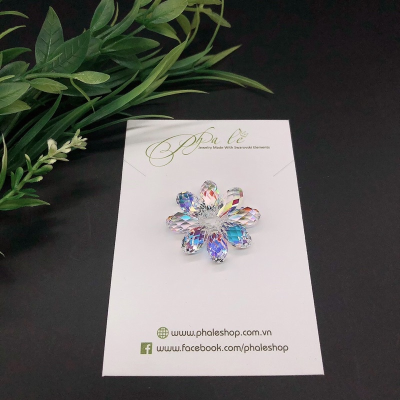 Mặt Dây Chuyền Pha Lê Swarovski Giọt Nước Dát Nhiễn S17mm