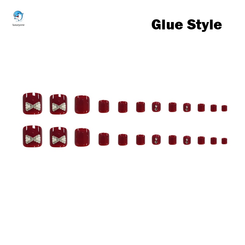 [Hàng mới về] Bộ 24 móng chân giả đính đá kiểu dáng thời trang dành cho nữ