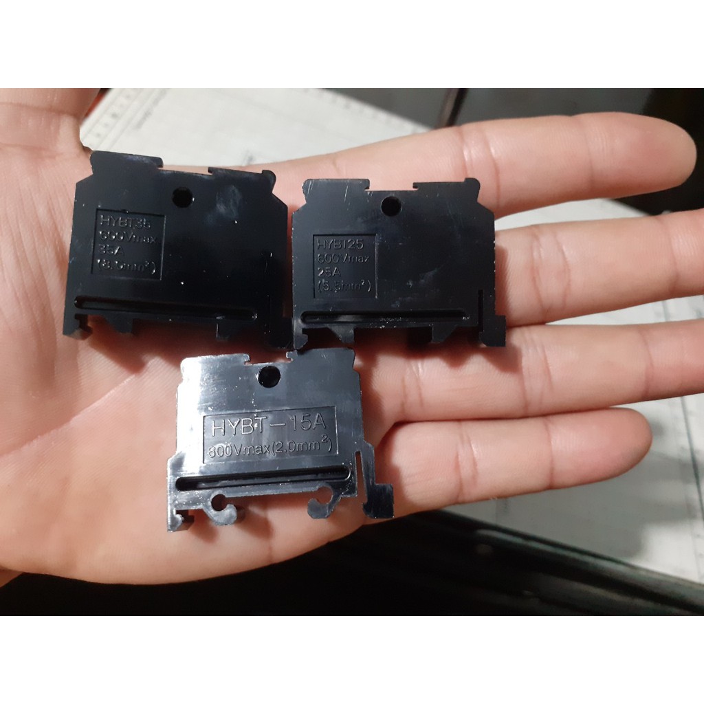 Domino tép - Cầu đấu điện 1 pha: 15A, 25A, 35A, hộp 20 cái, tặng kèm miếng chặn