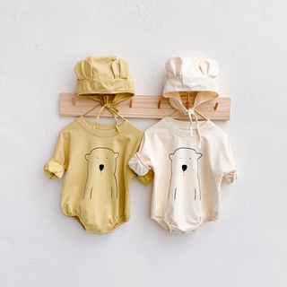 Set Áo Liền Quần + Nón Tai Gấu Xinh Xắn Dành Cho Các Bé