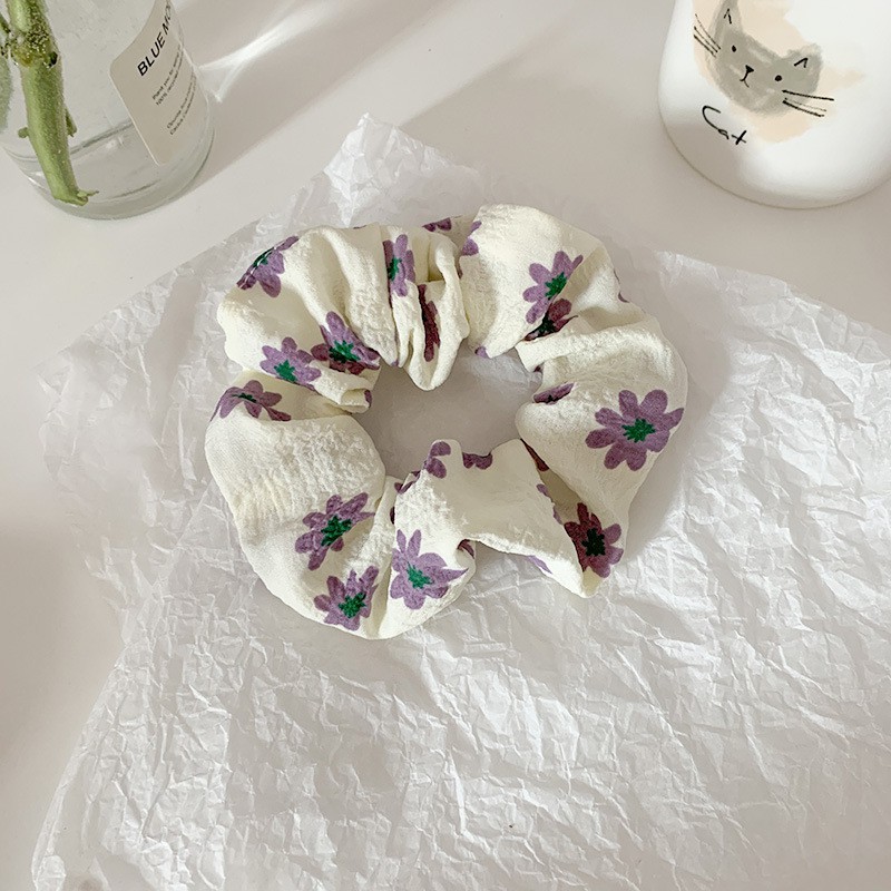 Dây buộc tóc scrunchie vải voan hình hoa thời trang