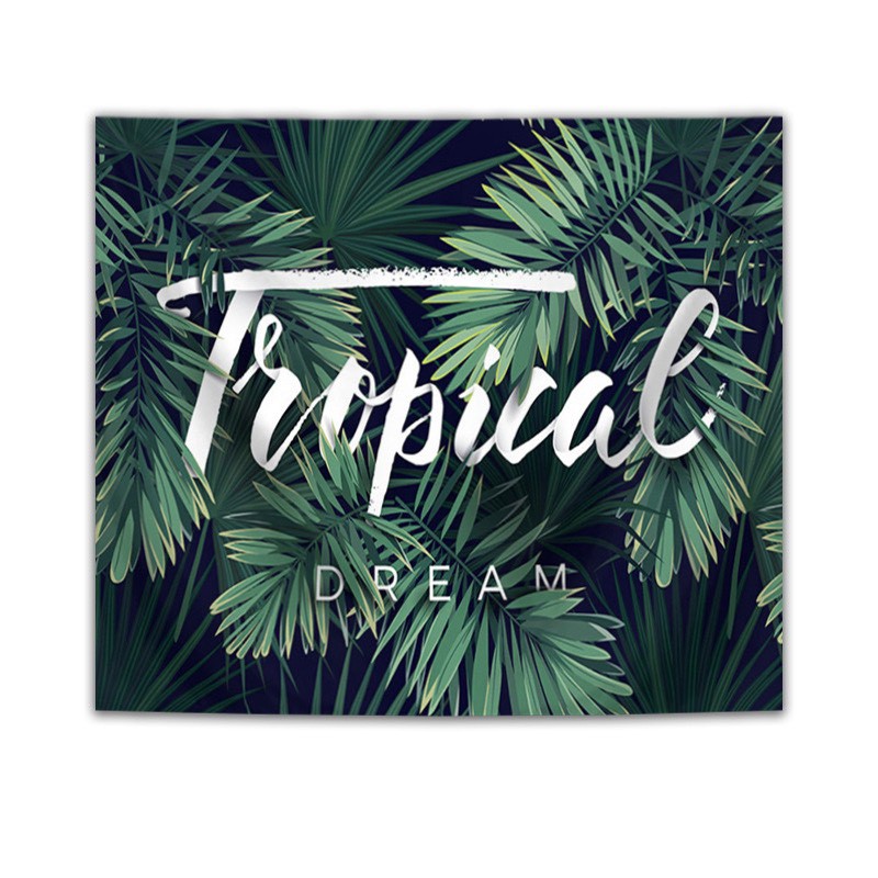 Tranh trang trí - Thảm vải trang trí tường chữ Tropical phong cách thời trang có Tặng kèm đèn nháy và móc treo tiện lợi