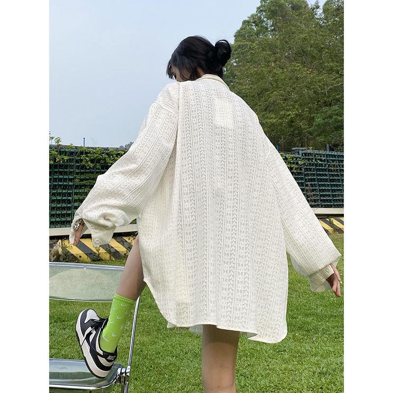 Xixi Áo Sơ Mi Chống Nắng Dáng Rộng Phong Cách Retro Mỹ Dành Cho Nữ