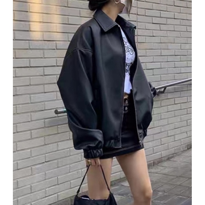 Áo khoác da đen phong cách high-teen  FEEDBACK KÈM Ở CUỐI