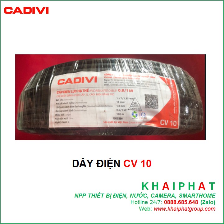 Cadivi Dây điện đơn cáp điện đơn Dây điện mềm CV1 CV 10 10. . CHẤM MM2 giá tốt giá rẻ hàng chính hãng - KHẢI PHÁT