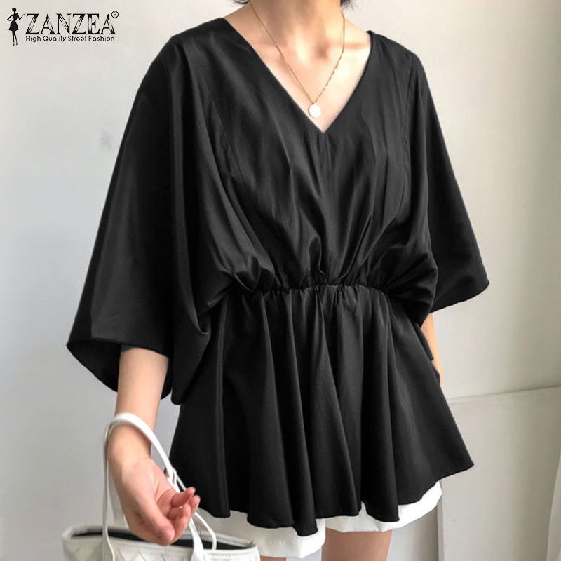 Áo ZANZEA tay lửng cổ chữ v thời trang dành cho nữ