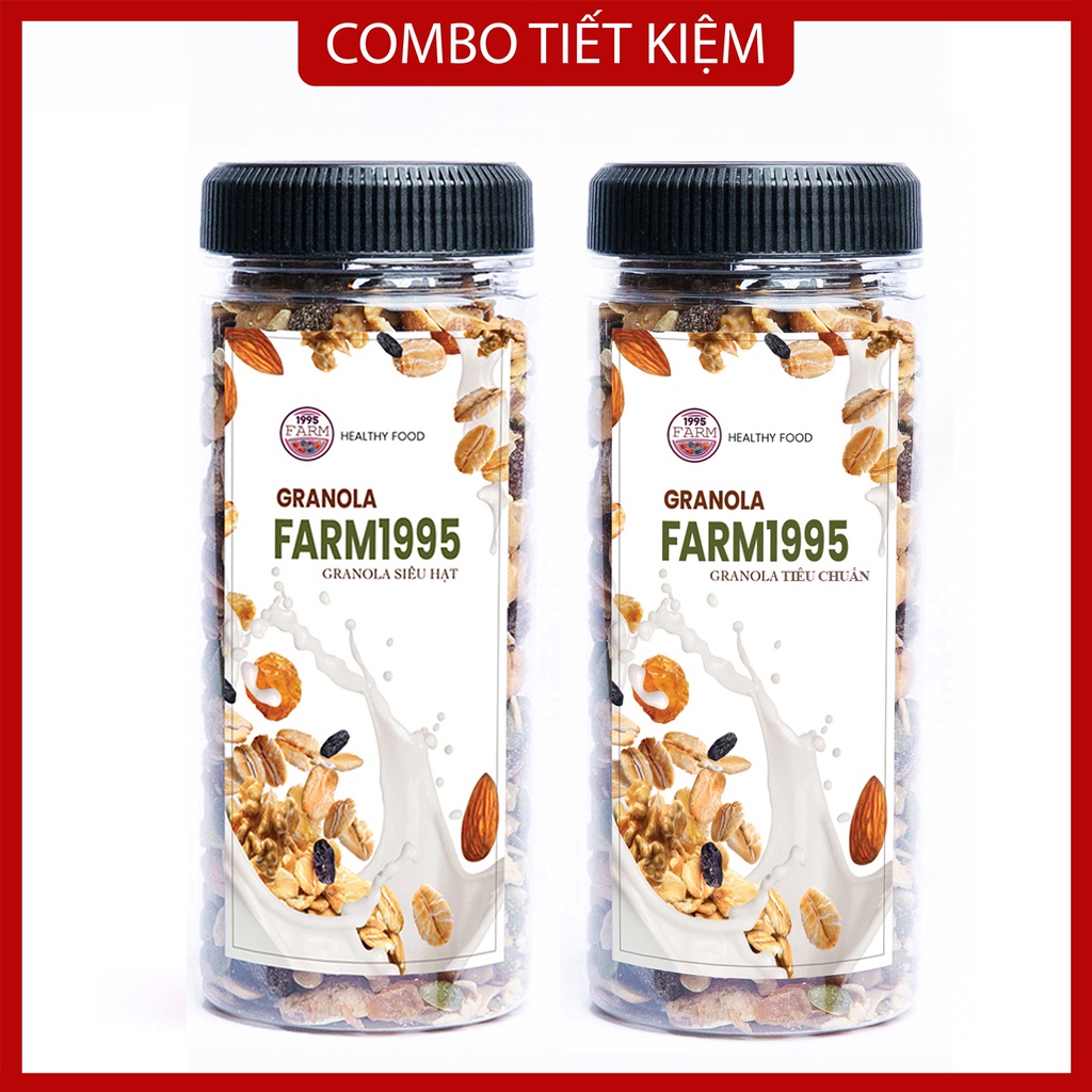 Granola ăn kiêng, ngũ cốc giảm cân loại granola siêu hạt và granola tiêu chuẩn Farm1995 - 500g