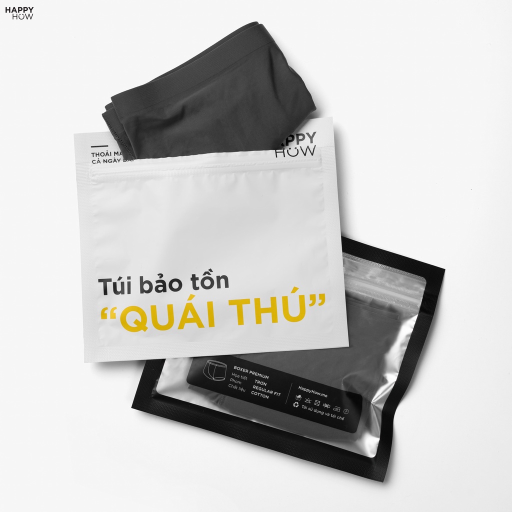 Quần lót BOXER nam vải thun lụa Icy tự nhiên 100% kháng khuẩn ,khử mùi, co giãn tốt - HAPPYHOW