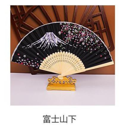Quạt cổ trang dây tuyến xếp cầm tay quà tặng xinh xắn phong cách Trung Quốc (Vải lụa) Tán rộng 38cm