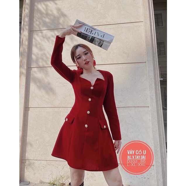 Đầm tết Bigsize tay cổ U 60-90kg